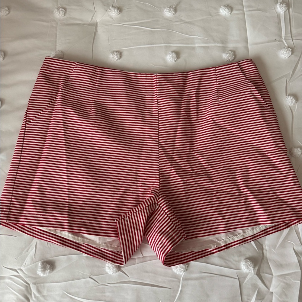 Freeway Red and White Striped Shorts